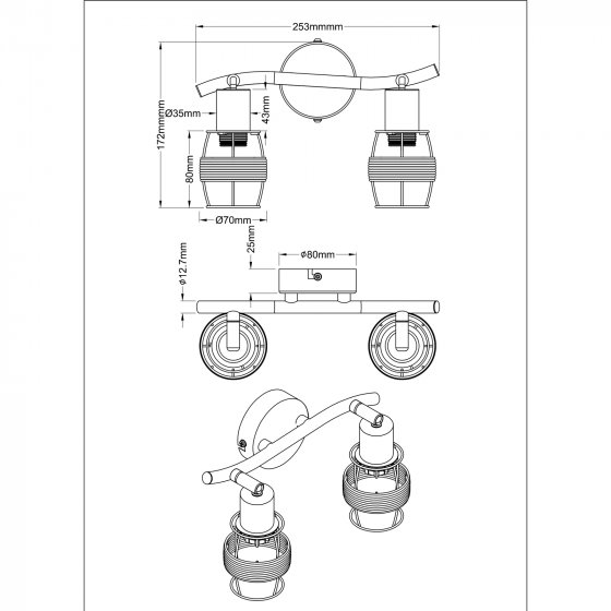 Deckenleuchte 2-flammig MALIK 