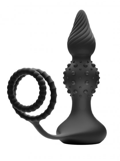 vibrierender Analplug RC Butt Plug with Cock & Ball Rings 