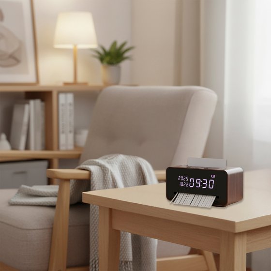 Tisch-Aktenvernichter mit Uhr 