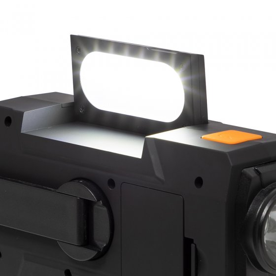 Kurbel- und Solarradio mit integrierten Ladekabeln 