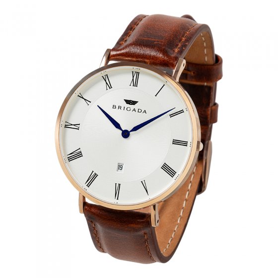 Goldene Herrenuhr Echtleder 