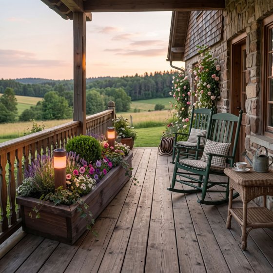 Flammenleuchten in Holzoptik 