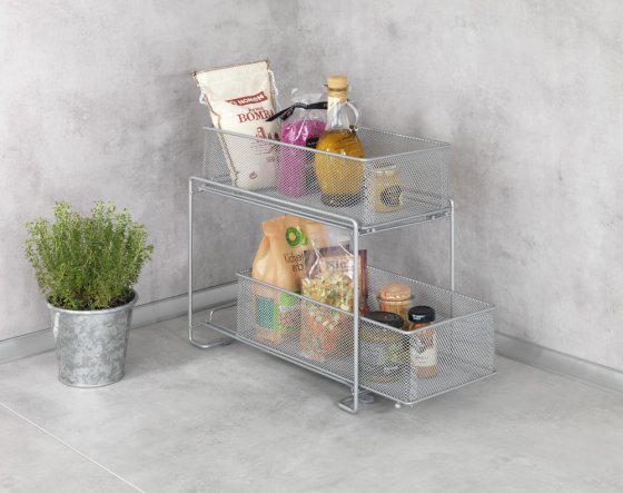 Schubladenregal Mod. Gioma Silber, 2 Etagen