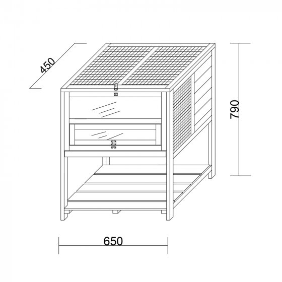 Erhöhter Kleintierkäfig aus Holz Nagerkäfig für Kaninchen, Meerschweinchen und Co. 