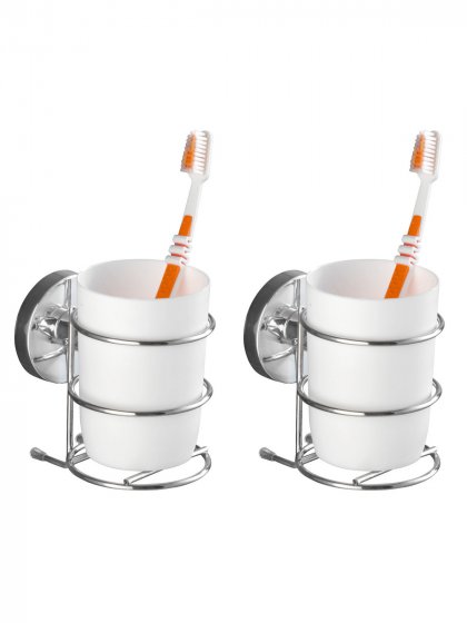Vacuum-Loc® Wand Zahnputzbecher Mod. Milazzo 2er Set, Befestigung ohne bohren 