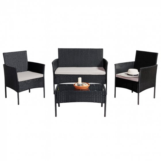 Outdoor Möbel Schwarz/Olivgrau 4-teiliges Set 