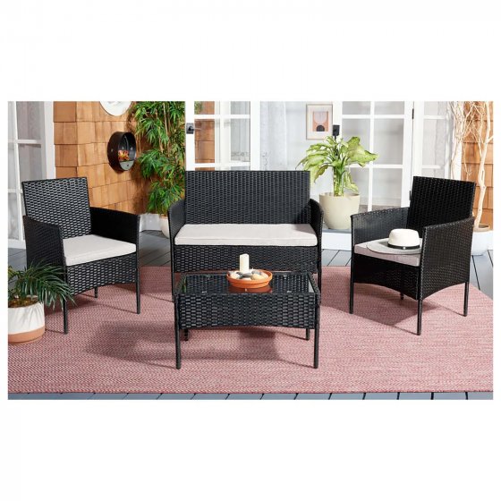 Gartenmöbel Schwarz 4-teiliges Set Wiebke 