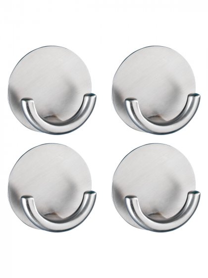 Wandhaken Mod. Rondo matt 4er Set Edelstahl, selbstklebend, rostfrei 