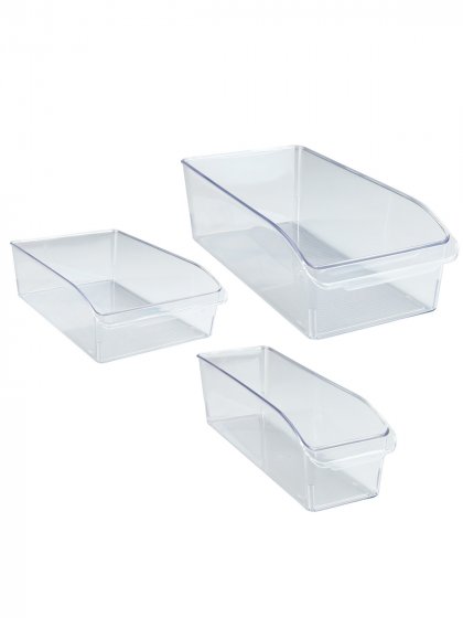 Kühlschrank Organizer hoher Rand, 3er Set, Aufbewahrungsboxen für Kühl- und Vorratsschrank 