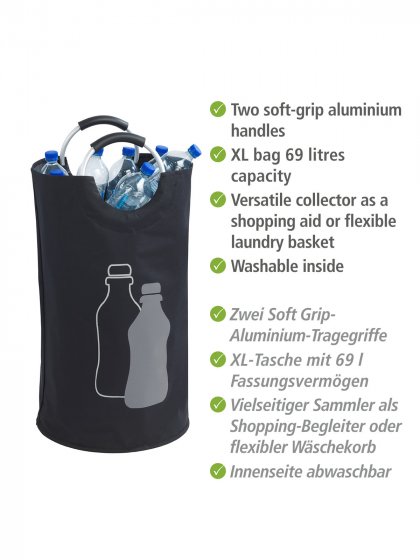 Flaschensammler Mod. Jumbo Schwarz, Multifunktionstasche, 69 l