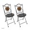 Bistro Sitzgruppe Metall schwarz Tisch mit 2 Stühlen Balkon Set mit Motiv Holz - 7